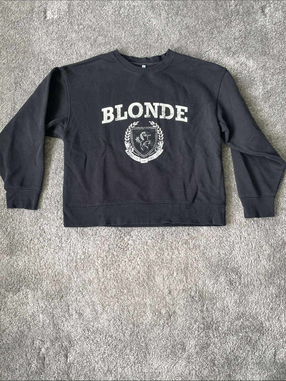 EC Brunette the Label Blonde Cropped Black Sweatshirt - Size M/L